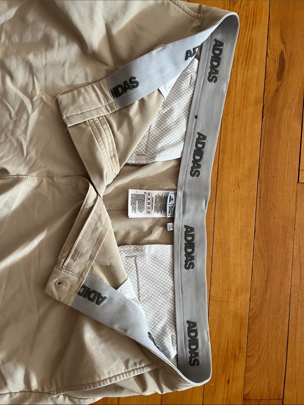 adidas Men’s Khaki Performance Chinos shorts with Branded Waistband 38 waist